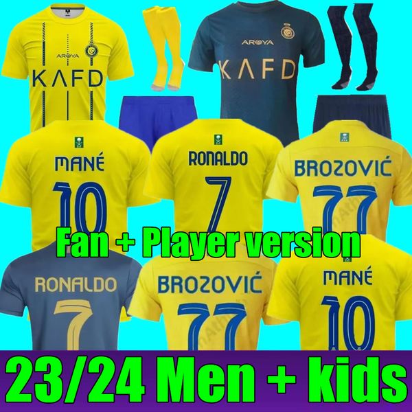 Nuevo 23 24 Al Nassr FC camisetas de fútbol Ronaldo 2023 2024 Hogar lejos CR7 Gonzalo Mane Martínez Talisca Mujeres FANS Versión del jugador Hombres Niños