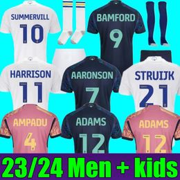 NOUVEAU 23 24 Bamford Llorente Leeds Soccer Jerseys Men Kid Kit 2023 2024 Shirt Football Training à domicile Cooper United Aaronson Roca Summerville Harrison 245S