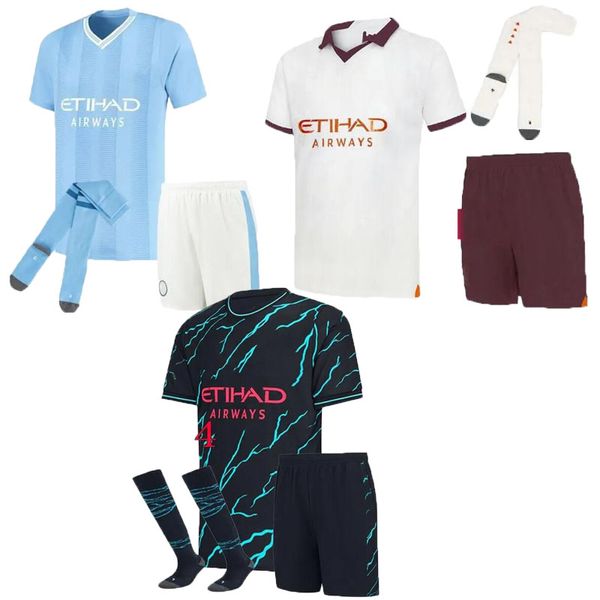 NUEVO 23 24 HAALAND JERSEYS DE FÚTBOL GREALISH STERLING MANS CIUDADES MAHREZ fans versión DE BRUYNE FODEN 2023 2024 camisetas de fútbol camiseta kit para niños conjuntos uniforme Niños jóvenes