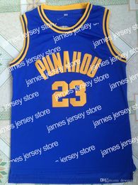 Nieuwe #23 Barack Obama Punahou Jersey Goedkope Obama Wit Blauw College Shirts Gestikte Commemorative Edition basketbalshirts