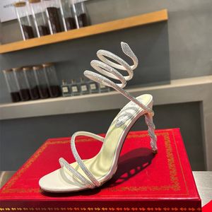 Nouveau 23ss caovilla sandales Stiletto marque de mode cristal strass chaussures mariée clouté serpent Strass créateurs de luxe 9.5cm femmes talons hauts