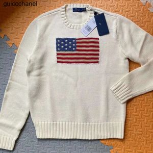 Nieuwe 23SS dames gebreide - American Flag Sweater Winter high -end modemerk comfortabele pullover 100% katoenen herentrui