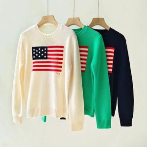 Nouveau 23ss Mesdames tricoté SW - drapeau américain SW hiver haut de gamme marque de mode de luxe confortable coton pull 100% coton designer pour hommes