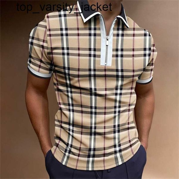 Nouveau 23ss hommes polos été décontracté marque courte marque de mode manches solides hommes col rabattu fermetures à glissière t-shirts polo