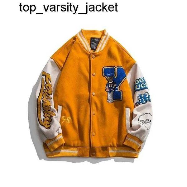 Nuevos 23ss Chaquetas para hombres Hombres Varsity Bomber Jacket Naranja Azul Bordado de felpa Abrigos de gran tamaño Béisbol Letterman University para mujer para hombre Letterman Jacket