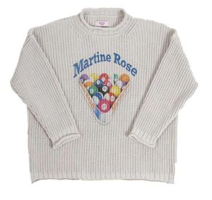 Nieuwe 23SS herentruien Schouder Martine Rose dik naaldmodemerk gekrimpeerd gebreide pullover -stijl biljart bedrukte heren dames trui