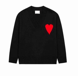 Nieuwe 23ss Heren Designer Amies Gebreide Trui Geborduurd Modemerk Amis Effen Kleur Grote Liefde Ronde Hals Korte Mouw Heren Dames trui