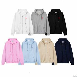 Nouveau 23ss Paris Mode Hommes Femmes Designer Amipull Sweat À Capuche Pulls Brodé Coeur Rouge Petite Couleur Unie Unisexe ZipperO3N6