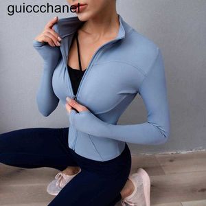 Nieuwe 23ss Sets Yoga Outfit Sportjassen Dames Sportshirts Slim Fit Lange lus modemerk Fitnessjas met mouwen Crop Tops met duimgaten Gym dames Yoga hoodie