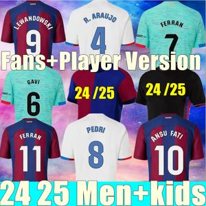 NIEUW 24 25 Home Away Fan Player Pedri Lewandowski Gavi 2023 2024 FC Balde Ferran Raphinha Barca Dest voetbalshirt Men Barca Men Barca Kit Kids Equipments