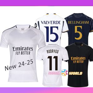 Nouveau 23 24 25 Real Madrid Bellingham Vini Jr Soccer Jersey Camisetas Kid Kit 2024 Home Football Shirt Modric Rodrygo Courtois Valverde White Uniforme