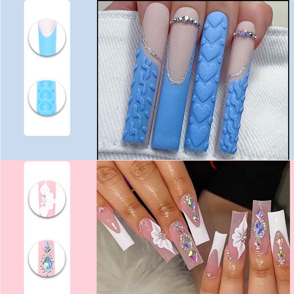 Nouveau 24 longs faux ongles ballet détachable porter couverture complète cercueil tête presse ongles artificiels ongles patch ensemble beauté mode produits pour ongles coûteux