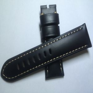 Nieuwe 24 mm heren zwartbruine lederen horlogeband krokodiltextuur Eersteklas kwaliteit 287L