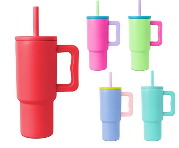 NUEVO vaso de viaje de 24 oz vaso para niños con asa taza de viaje brillante botella de agua Taza de viaje colorida con aislamiento de acero inoxidable para niños