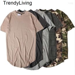 Nieuwe 24ss Effen Gebogen Zoom T-shirt Heren Longline Uitgebreide Camouflage T-shirts Stedelijke Kpop Tee Shirts Mannelijke Kleding 6 Colors11 Heren Dames T-shirt