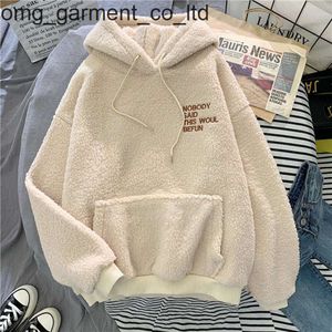 Nouveau 24ss femmes polaire flanelle pull à capuche automne hiver doux à capuche imprimé Harajuku lâche poche manteau femme sweat pull