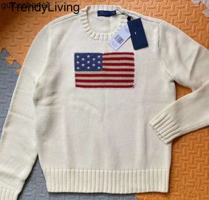 Nieuwe 24SSladies gebreide trui - Amerikaanse vlag winter high -end luxe modemerk comfortabele katoenen pullover 100% heren trui
