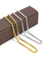 Nieuwe 25mm5mm Heren 14K Vergulde Solid Cubaanse Curb Link Chain Rvs Neckalces Hip Hop Jewelry1763813