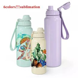 NOUVEAU 25 oz sublimation sport bouteille d'eau Macaron 304 gobelet en acier inoxydable étanche Sport bouteille d'eau pour Camping Voyage