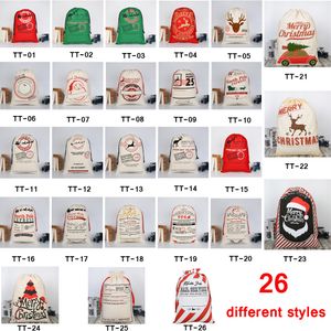 26 Sacs-cadeaux de Noël styles 50 * 70 cm Boîte à crampon en toile lourde biologique avec Sac de sac Santa Claus Santa Claus pour les enfants