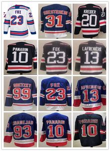 13 Alexis Lafreniere Hockey Jersey 23 Adam Fox Mika Zibanjad Kaapo Kakko Artemi Panarin Jersey Chris Kreider Wayne Gretzky Shesterkin 2021 Achteruit Retro Jerseys