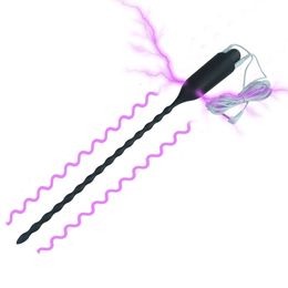 Nieuwe 275mm lengte siliconen dubbele functie electro shock trillingen urethrale katheter dilator penis plug elektrische seks speelgoed man y191112