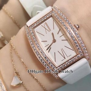 Nieuwe 27mm Limelight Rose Gold Case G0A39190 Dames Quartz Horloge Diamant Bezel Wit Dial Hoge Kwaliteit Sapphire Dames Horloge Witte Strap