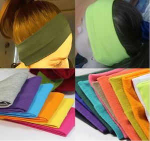 Nieuwe 28 Candy Color Cotton Sport Hoofdband Men Dames Yoga Run Elastisch touw Absorberen Sweat Head Band Kids Head Wear