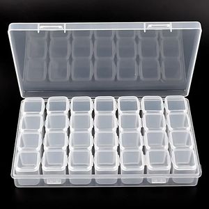 Nieuwe 28 cellen Nail Art Storage Case Rhinestones Gems Accessoires Duidelijke plastic lege container voor strass Beads Organizer Box For Rhinestones Organizer Box