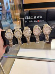Nieuwe 28 mm polshorloges top luxe volledige diamanten horloge voor vrouwen elegante merk kwarts staal horloges dames zirkoon kristal mode polshorloge klok