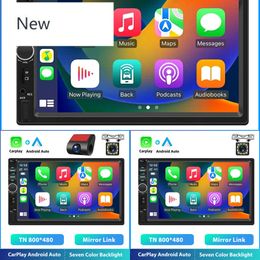 Nieuwe 2Din Car Radio Autoradio 7 "CarPlay Auto Universal Bluetooth FM Multimedia Player Support TF/USB Achteraanzicht