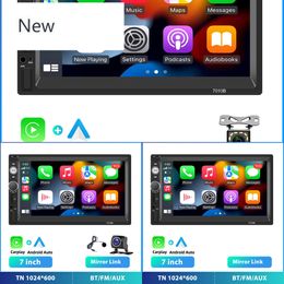 Nouveau 2din Car Stereo Radio 7 '' Carplay Universal Bluetooth FM Radio USB Miroir sans fil Mirror Android Outo Inversion AHD