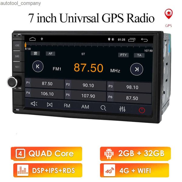 Nuevo 2G RAM Android 10 Auto Radio Quad Core 7 pulgadas 2DIN Universal Car SIN reproductor de DVD GPS Unidad principal de audio estéreo Soporte DAB DVR OBD BT