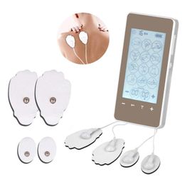 Nouveau 2in1 LCD Écran double tactile Tens EMS Massager Unit 12 Mode Electro Therapy Machine Slimming Machine Perte de poids pour Utilisation Home1512640