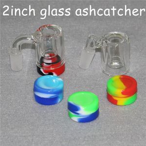 2inch Glass Ash Catchers Silicone Container Smoking Reclaimer avec 14mm 18mm d'épaisseur Pyrex Ashcatcher Bong Pipes à eau Quartz Bangers