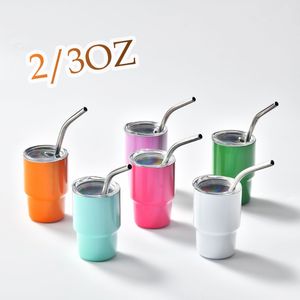 Nieuwe 2oz 3oz Mini Sublimatie Metalen Tumbler met Stro Deksel Borrelglas FY5618 JY17