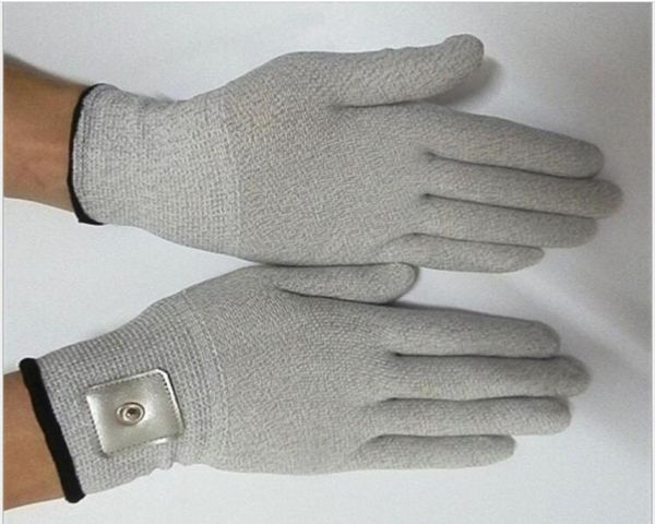 Nouveau 2 paires de gants d'électrode de Massage conducteurs de choc électrique pour la thérapie TENS EMS masseur de main SPA beauté avec Patch3248939