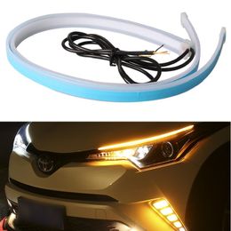 New 2pc/lot LED DRL Car Daytime Running Light Flexible Waterproof Strip Auto Headlights White Turn Signal Brake Flow Lights 12V