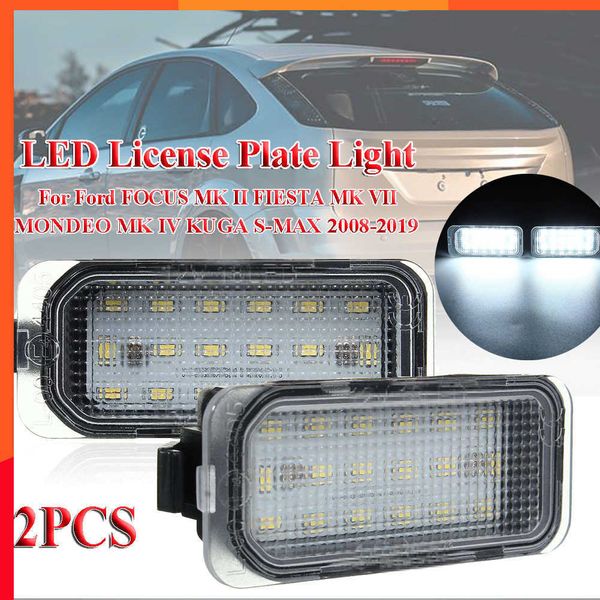 Nouveau 2 pièces 12V LED plaque d'immatriculation lumière 18 LED s lampes de signalisation blanches aucune erreur lampe de coffre pour Ford FOCUS MK II FIESTA MK VII MONDEO