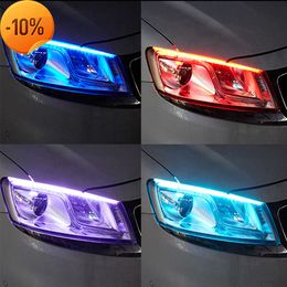 NIEUW 2PCS 12W DAG TIJD TIME STRIP LED Turn Signal Universal Soft Tube Headlight Strip LED Turn Signal Light Car Accessoires