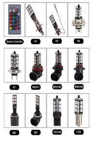 Ampoules multicolores 27SMD RGB 5050 H11 H8 1156 3156 7440 H7 9006 9005 LED, feux de recul de remplacement avec remo5256040, 2 pièces, nouveau