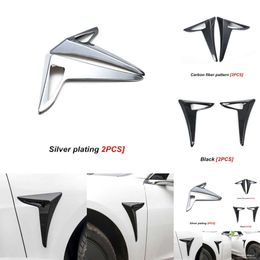 Nouveau 2pcs Auto Body Side Camera Caxe décorative coque décorative C Cover C-Pillar Boomerang Patch pour Tesla Model 3 Accessoires de style voiture 2016-2020