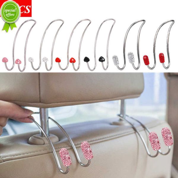 Nouveau 2 pièces Bling siège arrière crochet de suspension diamant voiture siège arrière accessoires support universel crochet en acier Durable organisateur sac cintre support