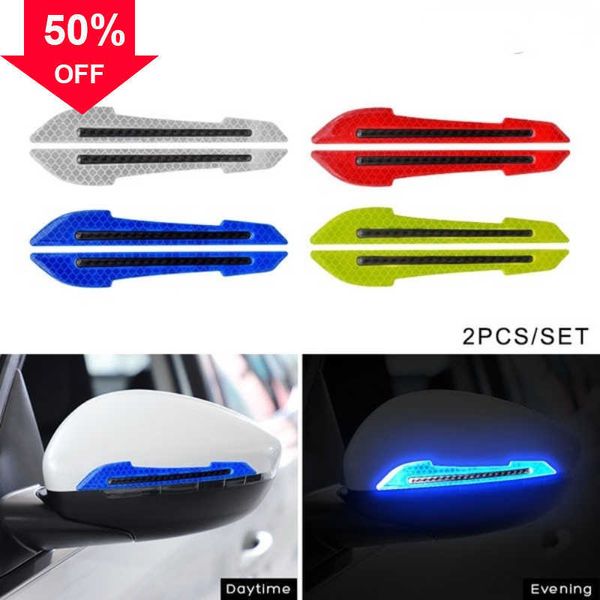 Tiras reflectantes para parachoques de coche, 2 uds., marca de advertencia de seguridad, accesorios de estilo de coche, pegatinas reflectantes decorativas para tablero de hojas