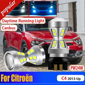 Nouveau 2 pièces voiture Canbus sans erreur PW24W LED clignotants avant feux de jour PWY24W ampoules de feux diurnes blanc pour Citron C4 2013-Up