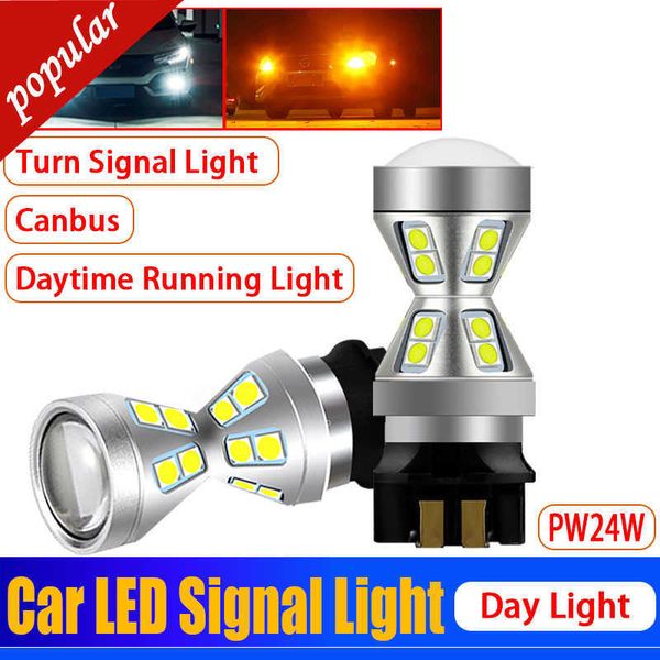 Nouveau 2 pièces voiture Canbus sans erreur PW24W PWY24W LED clignotants avant ampoules Auto DRL lampes feux de jour ambre jaune indicateur