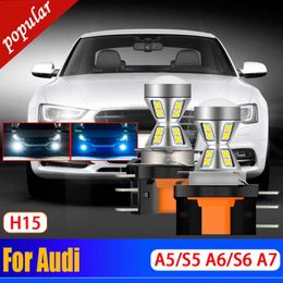 Nouveau 2 pièces voiture Canbus H15 LED DRL avant Signal jour ampoules feux de jour pour Audi A5/S5 2010-2012 A6/S6 2009-up Q7 2010-up