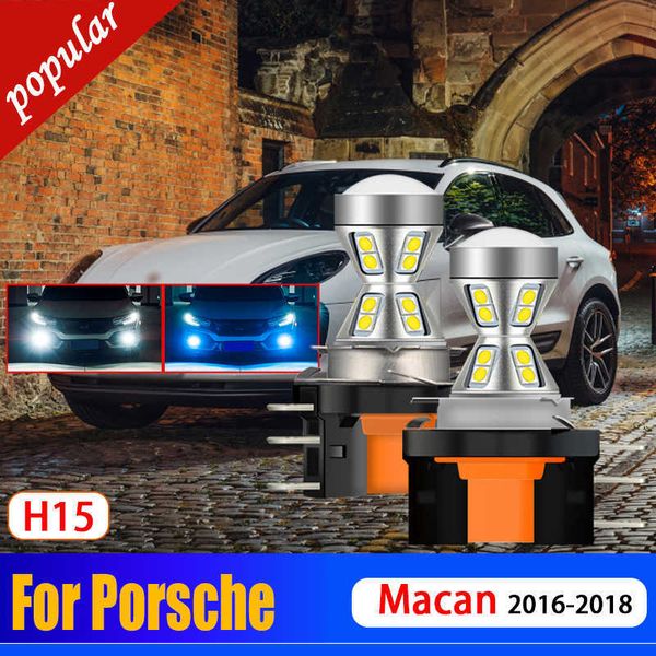 Nuevo 2 uds coche Canbus sin Error H15 LED DRL lámparas luces de señal delantera bombillas lámpara de circulación diurna blanca para Porsche Macan 2016 2017 2018