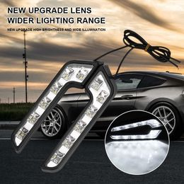 Feu de jour DRL LED pour voiture, 2 pièces, 6LED 12V, clignotant en forme de L, lampe blanche 660LM, phare étanche, accessoires automobiles, nouveau