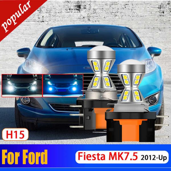 Nuevo 2 uds lámpara de día de señal delantera de coche H15 bombilla LED luz de circulación diurna automática bombillas DRL Canbus libre de errores para Ford Fiesta MK7.5 2012-Up